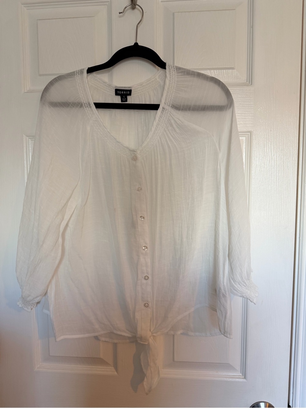Torrid White Tie-Front Button-Down Blouse